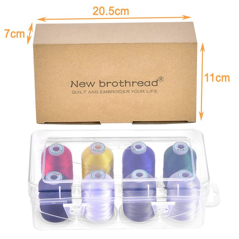 New brothread - 15 Options - 8 Snap Spools of 1000m Each Polyester Embroidery Machine Thread with Clear Plastic Storage Box for Embroidery & Quilting - Basic Color - NewNest Australia