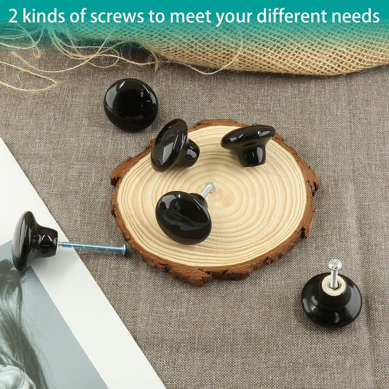 Auvotuis 10Pcs Cabinet Ceramic Knobs, 1.5Inch/ 38mm Black Cute Drawer Knobs Round Dresser Knob Pull Handles with Screws for Cupboard, Wardrobe, Kitchen, Bedroom, Door, Kids' Room - NewNest Australia