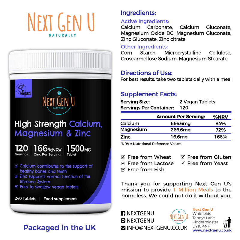 Calcium Magnesium and Zinc Supplement - 120 High Strength Vegan Osteo Tablets | Supports Healthy Nerve & Muscle Function | Vegetarian Friendly Calcium Supplement Complex - NewNest Australia