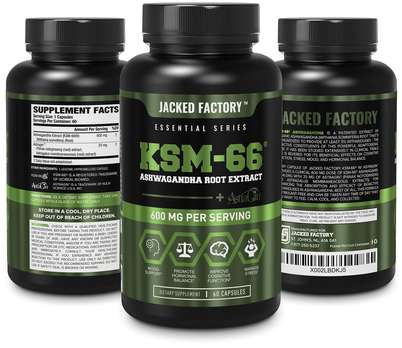 Ashwagandha Root Extract (KSM-66 Ashwagandha) w/ 5% Withanolides - Supplement for Natural Stress Relief, Cognitive Function, Vitality, and Mood Support - 60 Veggie Capsules - NewNest Australia