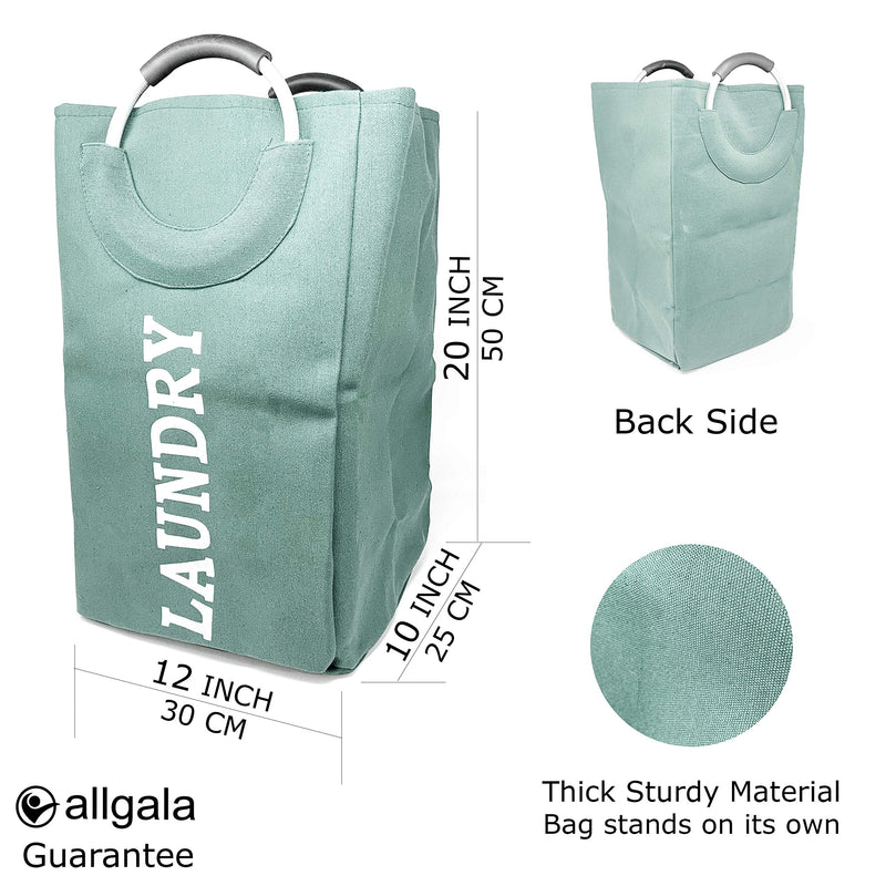 NewNest Australia - allgala Canvas Like Laundry Bag with Aluminium Handle-Light Blue-LB80503 Light Blue 