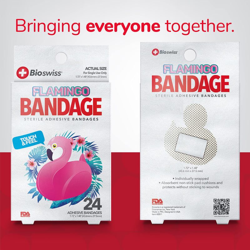 BioSwiss Kids Bandaids | 24pcs Self-Adhesive Sterile Unique Shaped Bandages Colorful Funny Cute Toddler Girls & Boys, Adults First Aid, Protect Scrapes and Cuts | Wellness for Everyone (Flamingo) Flamingo - NewNest Australia