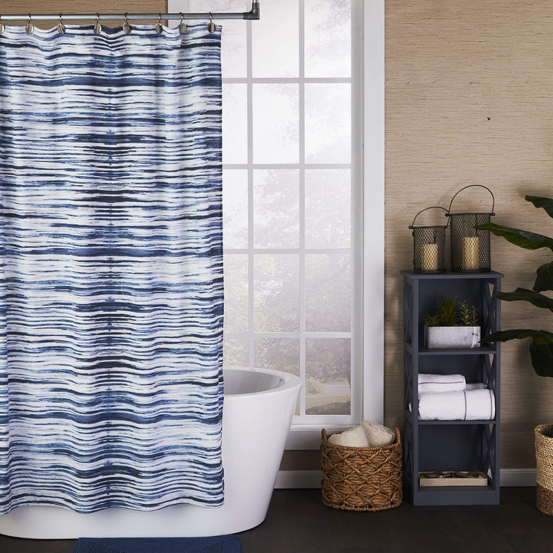 SKL HOME by Saturday Knight Ltd. Vern Yip Shibori Stripe Shower Curtain, Navy - NewNest Australia