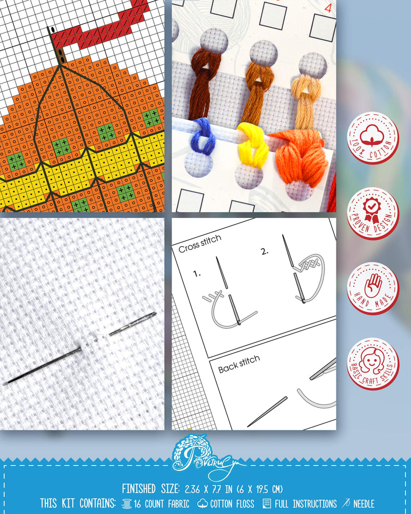 Counted Cross Stitch Kit - DIY Kits for Adult Or Kids - Funny Embroidery Bookmark - Easy to Use - Craft Collection - Air Balloon - NewNest Australia