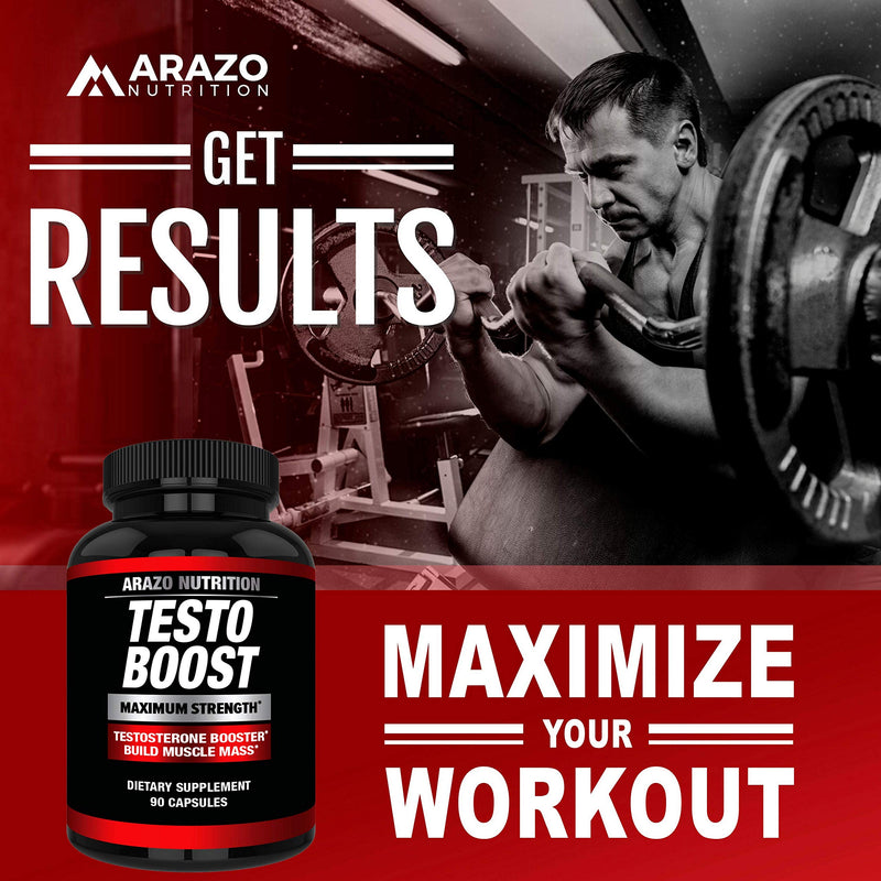 TestoBoost Test Booster Supplement - Potent & Natural Herbal Pills - Boost Muscle Growth - Tribulus, Horny Goat Weed, Hawthorn, Zinc, Minerals - Arazo Nutrition - NewNest Australia