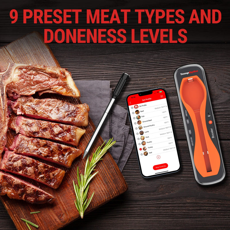 ThermoPro TempSpike 500FT Truly Wireless Meat Thermometer, Bluetooth Meat Thermometer for Grilling and Smoking, Meat Thermometer Wireless for BBQ Oven Smoker Rotisserie Sous Vide Orange - NewNest Australia