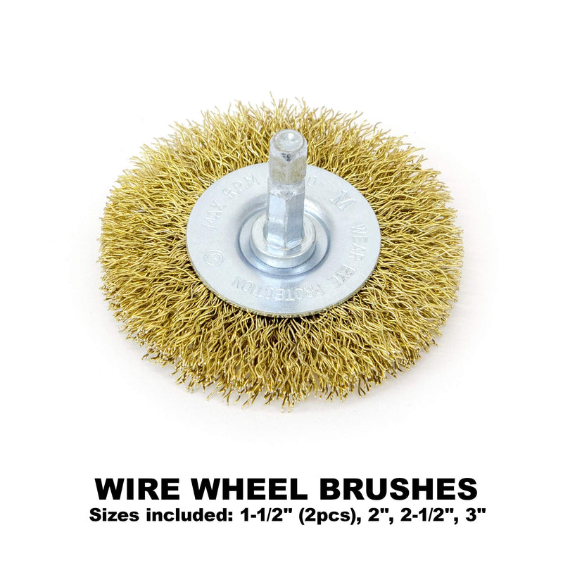MIBRO 971531 General Purpose Brass Coated Coarse Wire Wheel and Cup Brush Set with 1/4" Hex Shank, 6 Pieces - NewNest Australia