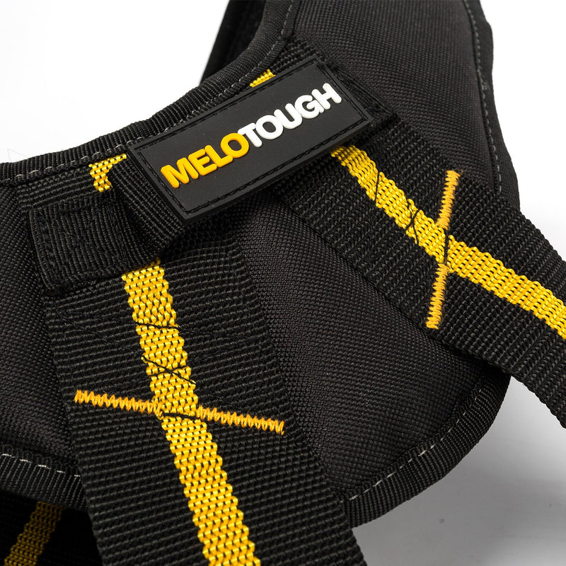Melo Tough Suspenders Tool Belt Suspenders with Large Moveable Phone Holder, Pencil Holder, Adjustable Size Padded Suspenders (Yellow) H back - NewNest Australia