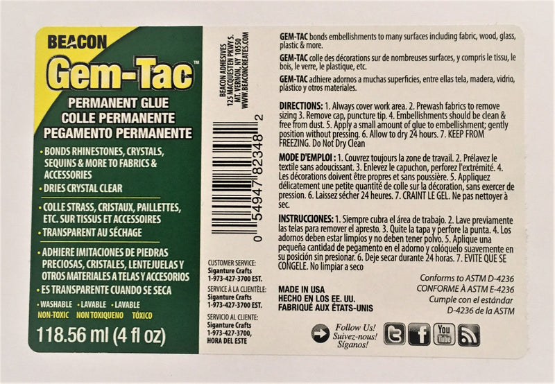 Beacon Gem-Tac Permanent Adhesive, 4-Ounce 4 ounces - NewNest Australia
