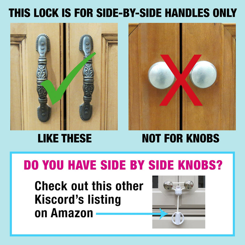 Kiscords Baby Safety Cabinet Locks for Handles Child Safety Cabinet Latches for Home Safety Strap for Baby Proofing Cabinets Kitchen Door RV No Drill No Screw No Adhesive /4 Pack (White) White - NewNest Australia
