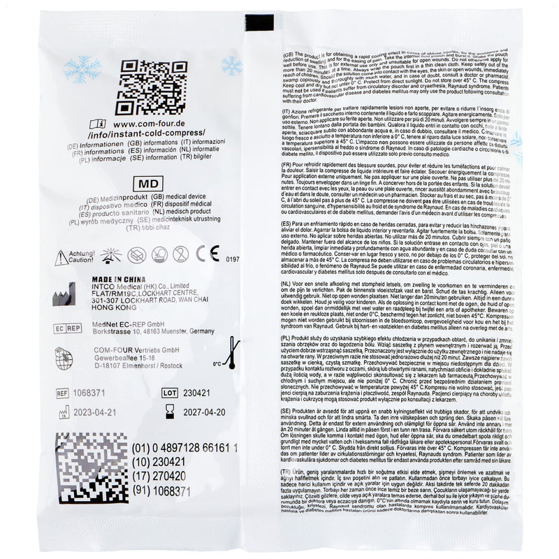 com-four® 20x disposable cold instant compress for kinking, cold pack for immediate cooling, cold pack for first aid measures, cooling pad for external use (20 pieces - 15x17cm) 20 pieces - 15x17cm - NewNest Australia