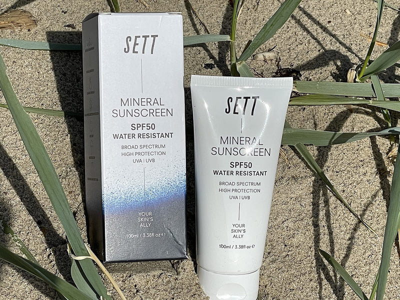 SETT SPF50 Mineral, Reef Safe Sunscreen 100ml. Rubs into skin clear. - NewNest Australia