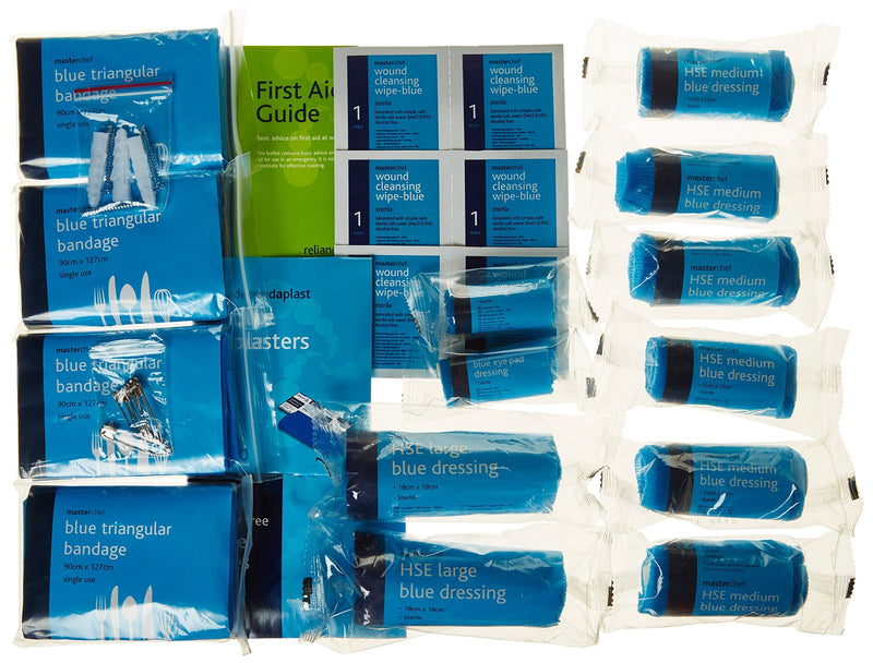 Reliance Medical - 10 Person HSE MasterChef All Blue First Aid Kit For Catering (for Ref 178), Containing Bandages, Plasters, Dressings And Wound Cleaning Wipes 1 Count (Pack of 1) - NewNest Australia