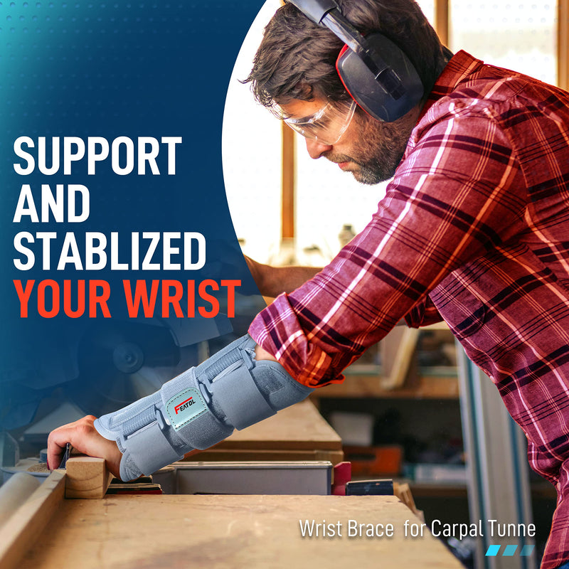 Wrist Brace Carpal Tunnel for Women Men, Adjustable Night Sleep Support Brace with Splints Left Hand, Medium/Large Medium/Large (Pack of 1) - NewNest Australia