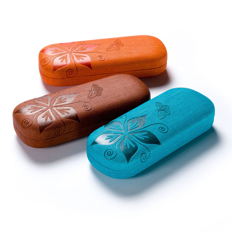 FEFI Hardcase glasses case Nature - embossed flower design blue - NewNest Australia