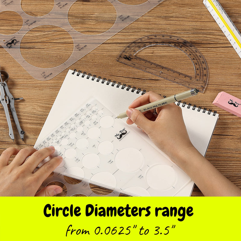 Mr. Pen- Circle Template, 2 pcs, Large and Small Size, Circle Stencil, Circle Ruler, Circle Templates for Drafting, Circle Template for Drawing, Circle Tracers for Drawing, Circle Tracer - NewNest Australia