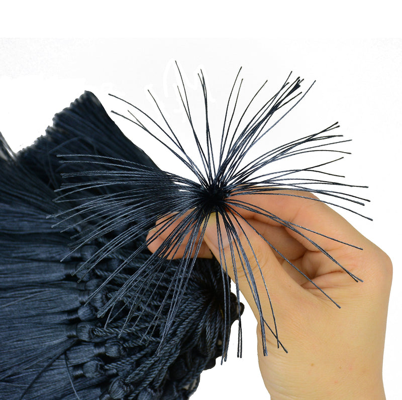 Makhry 100pcs 13cm/5 Inch Silky Floss Bookmark Tassels with 2-Inch Cord Loop and Small Chinese Knot for Jewelry Making, Souvenir, Bookmarks, DIY Craft Accessory (Dark Grey) #26 Dark Grey - NewNest Australia