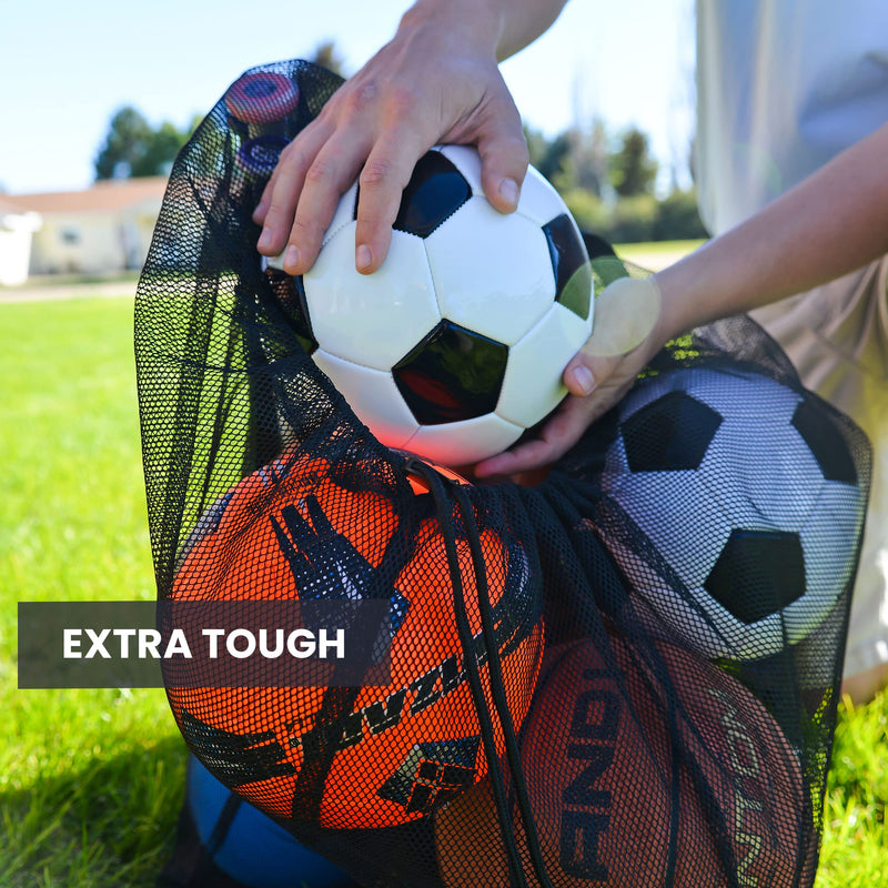 Soccer Ball Bag - Sports Equipment Bag, Mesh Laundry Bag, Beach Bag or Snorkel Gear Bag with Shoulder Strap - Extra Large 30 Inches X 40 Inches Commercial Grade Mesh - Perfect for Equipment Storage, Soccer Balls, Scuba Gear, Beach Toys, Basketball Bag ... - NewNest Australia