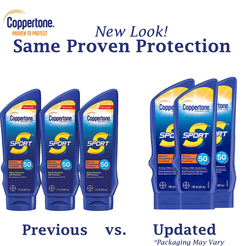 Coppertone SPORT Sunscreen Lotion Broad Spectrum SPF 50 Multipack (7 Fluid Ounce Bottle, Pack of 3) - NewNest Australia