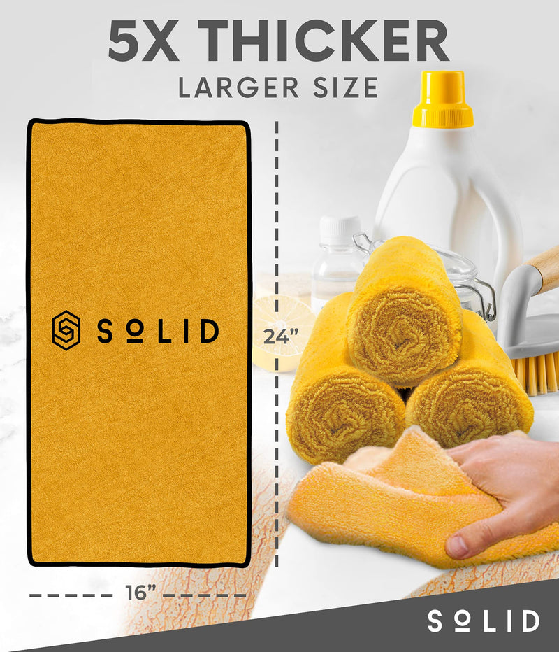 SoLiD Multipurpose Plush Microfiber Cleaning Cloth Towel for Household, Car Washing, Drying & Auto Detailing - 16" x 24" (6) 6 - NewNest Australia