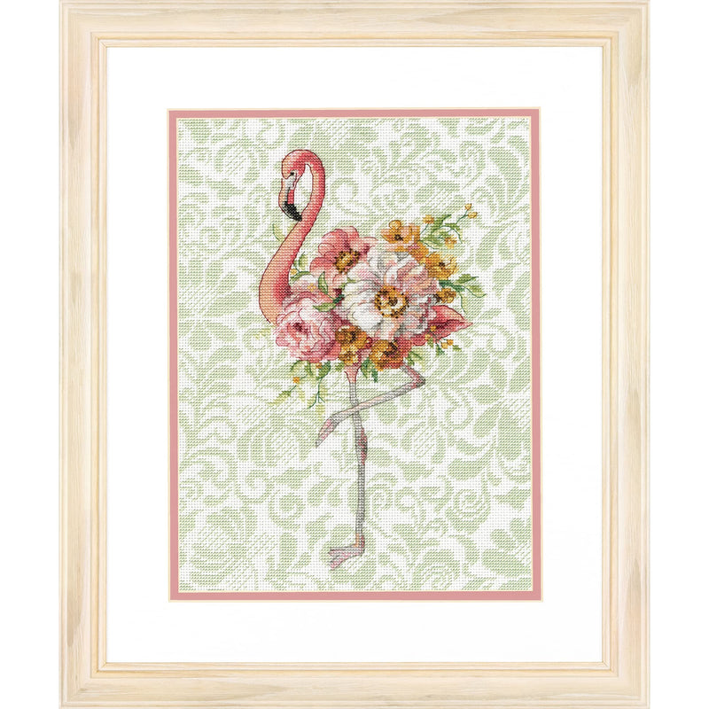 Dimensions Floral Flamingo Animal Cross Stitch Set, 9" x 12", 14 Count White Aida 4 Piece - NewNest Australia