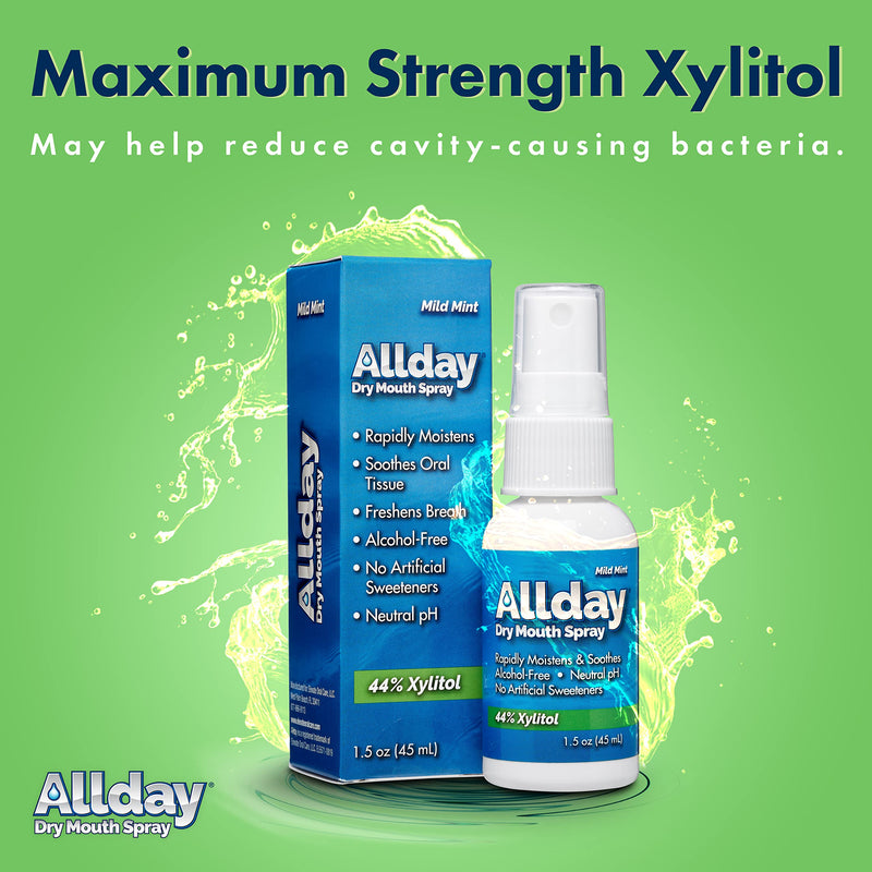 Allday Dry Mouth Spray - Maximum Strength Xylitol, Fast Acting, Long Lasting, Non-Acidic (Pack of 2) 1.5 Fl Oz (Pack of 2) - NewNest Australia