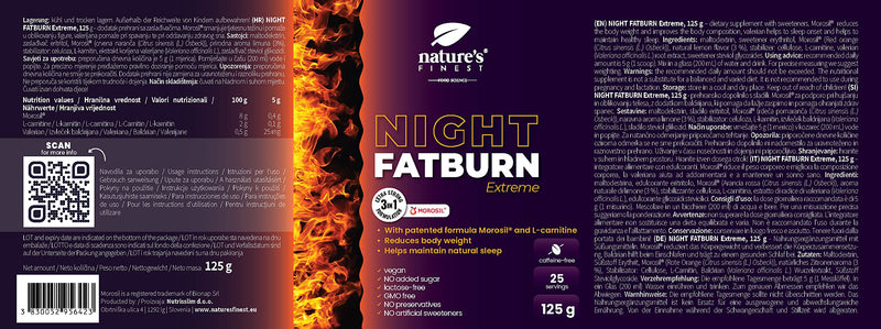 Nature'S Finest Night Fatburn Extreme Dietary Supplement For Weight Loss With 4-In-1 Formula, Powder, Proven Fat Burner With Morosil, L-Carnitine And Valerian, Slimming In Sleep - NewNest Australia