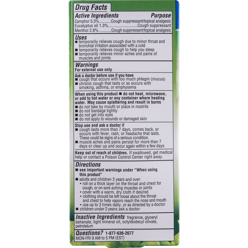 Mentholatum No Mess Vaporizing Rub with Easy-to-use Roll On Applicator, 1.76 Ounce (50g) - 100% Natural Active Ingredients for Maximum Strength Cough Relief 1.76 Ounce (Pack of 1) - NewNest Australia