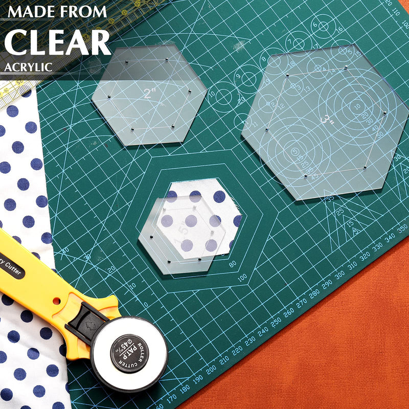 6 Pieces Hexagon Quilting Templates 1 Inch, 1.5 Inch, 2 Inch, 3 Inch, 4 Inch, 5 Inch with 1/4 Inch Seam Allowance, Acrylic Quilting Templates for DIY Quilting Sewing Crafts - NewNest Australia