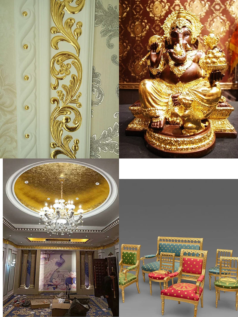 DECONICER 100 Sheets Imitation Gold Leaf Sheets.Gold Foil Sheets are Suitable for Art,Gilding,Decoration,Crafts,Pictures,Frames,Sculpture,Furniture.3.15×3.35 inches. - NewNest Australia