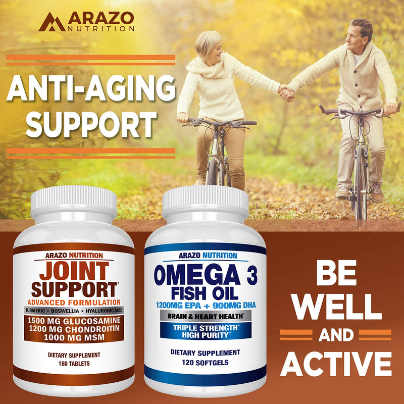 Glucosamine Chondroitin Turmeric Msm Boswellia - Joint Support Supplement for Relief 180 Tablets - Arazo Nutrition - NewNest Australia