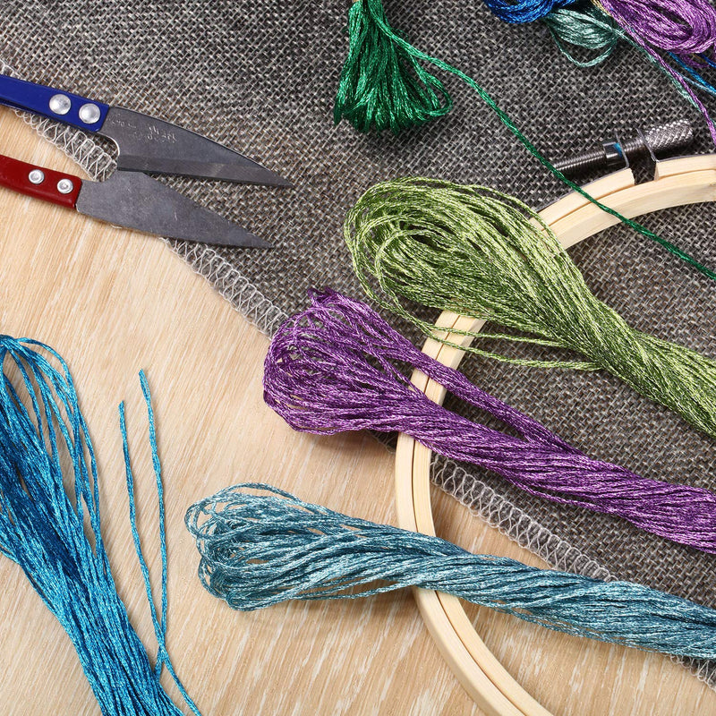 24 Pieces Metallic Embroidery Skein Threads Multi-Color Embroidery Floss Glitter Embroidery Thread Cross-Stitch Polyester Thread for Friendship Bracelets DIY Embroidery Thread Crafts - NewNest Australia