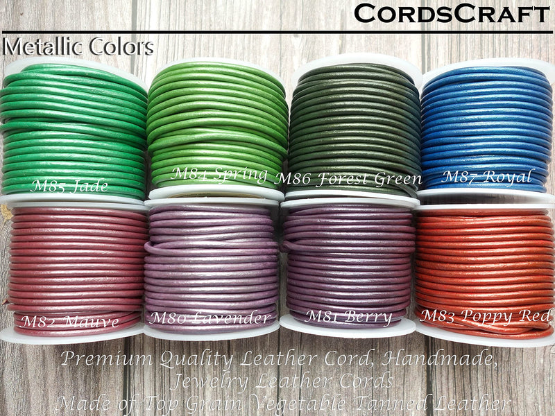 cords craft Round Leather Cords for Jewelry & Crafts, Bracelet, Necklaces, Beading, Jewelry Leather Cord, Genuine Leather Cording, 20 Meters (21.87 Yards) Metallic Metallic Berry 1.0 Millimeters - NewNest Australia