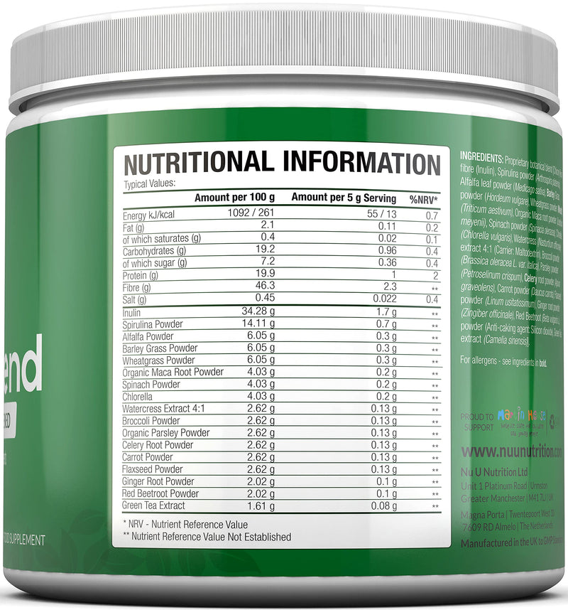 Super Greens Powder - 17 Superfoods Powder - 300g 60 Servings - Vitamin & Mineral Rich Formula - No Artificial Ingredients - Vegan & Vegetarian Friendly - Best Value - Made in The UK - NewNest Australia