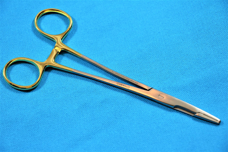 1 TC Olsen Hegar Needle Holder 6.5 Inch Needle Holder Hemostat Scissors Gold Handle Rings Cynamed German Stainless - NewNest Australia