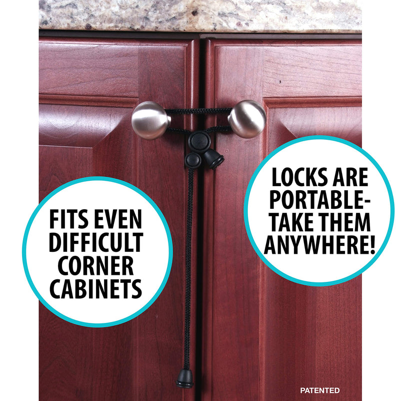 Kiscords Baby Safety Cabinet Locks for Knobs Child Safety Cabinet Latches for Home Safety Strap for Baby Proofing Cabinets Kitchen Door RV No Drill No Screw No Adhesive (Black) - NewNest Australia