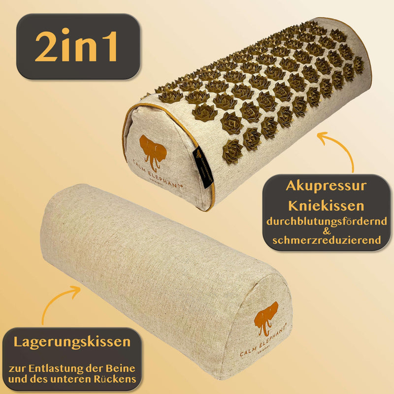 Calm Elephant Original Premium 2-In-1 Acupressure Knee Cushion & Extra High Knee Roll Positioning Roller, For Knee Pain And Back Pain, Relieve Tension In The Legs, Supplement To Acupressure Mat - NewNest Australia