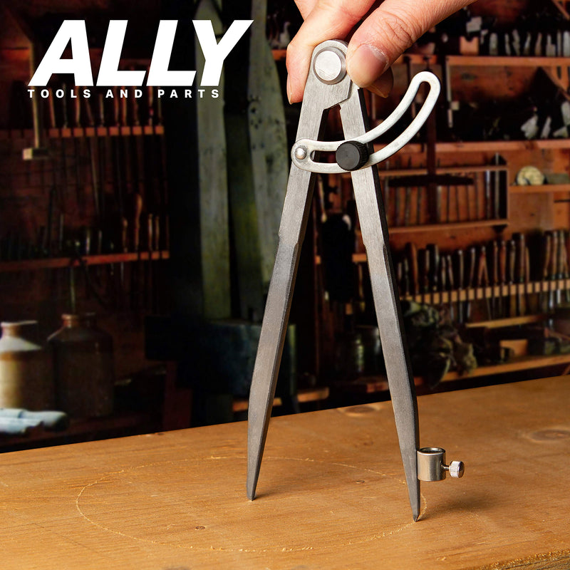 ALLY Tools 8 Inch Precision Wing Divider Scribe Tool/Woodworking Compass with Pencil Holder INCLUDES Two Pencils and Pencil Sharpener Ideal for Drawing Circles, Geometry, Wood, Metal, and Leather - NewNest Australia