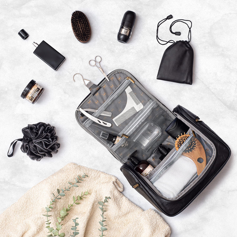 Hanging Toiletry Bag for Men with Pack Pouch | Large | Toiletries Bag Organiser | Multiple Compartments | Large Men's Wash Bag with Hook for Toiletries, Cosmetics Travel Kits | Gift for Men Black - NewNest Australia