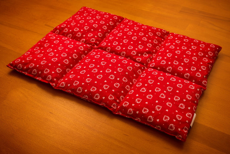 Cherry stone pillow large 40x30cm 6-chamber, hearts-red - e.g. back, stomach - heat pillow grain pillow for microwave and oven - cherry stone pillow 30x40 hearts-red cherry stones - NewNest Australia