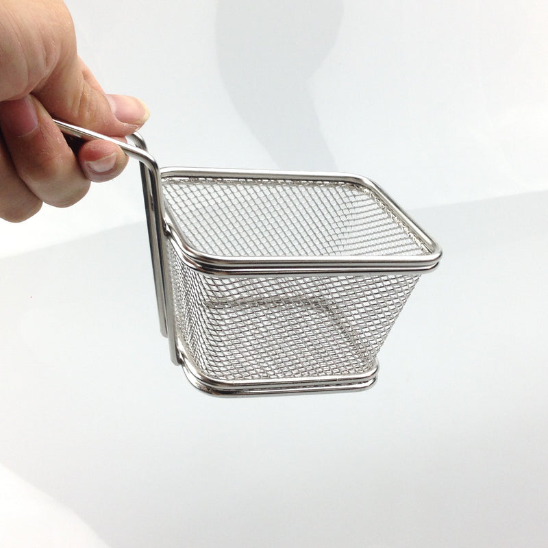 Stainless Steel Mini French Fries Basket Square Fryer Baskets, FDA Grade Kitchen Cooking Tool Food Presentation Tableware (Small 4inch 2pcs pack) - NewNest Australia