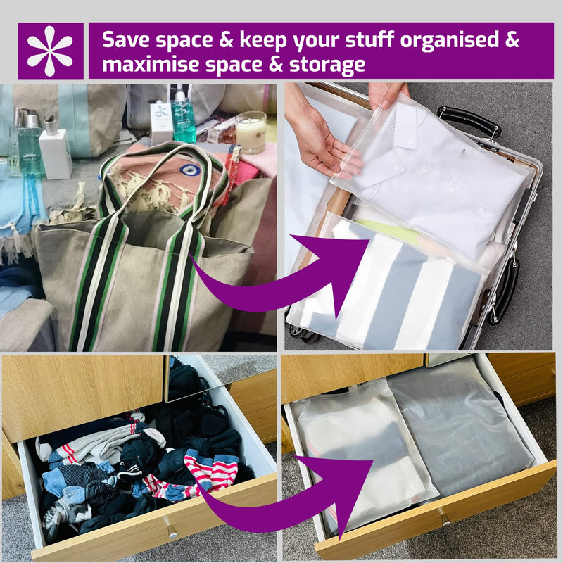 Marrie Ziplock Bags for Clothes Hospital Maternity Essentials Travel Space Saver Luggage Organiser No Vent Frosted Storage Pouch for Shoe Toiletries Garments School Trips Toys Home Cosmetic Pack of 20 Pack of 20 - Mixed - NewNest Australia