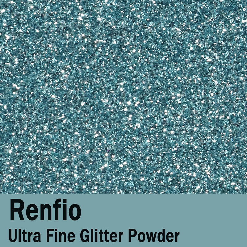 Renfio Ultra Fine Glitter Powder Metallic Resin Glitter PET Flakes Crafts Sequins 1/128" 0.008" 0.2mm Epoxy Chips Flakes for Tumblers Slime Decoration 1.75 Oz (50g) - Azure - NewNest Australia