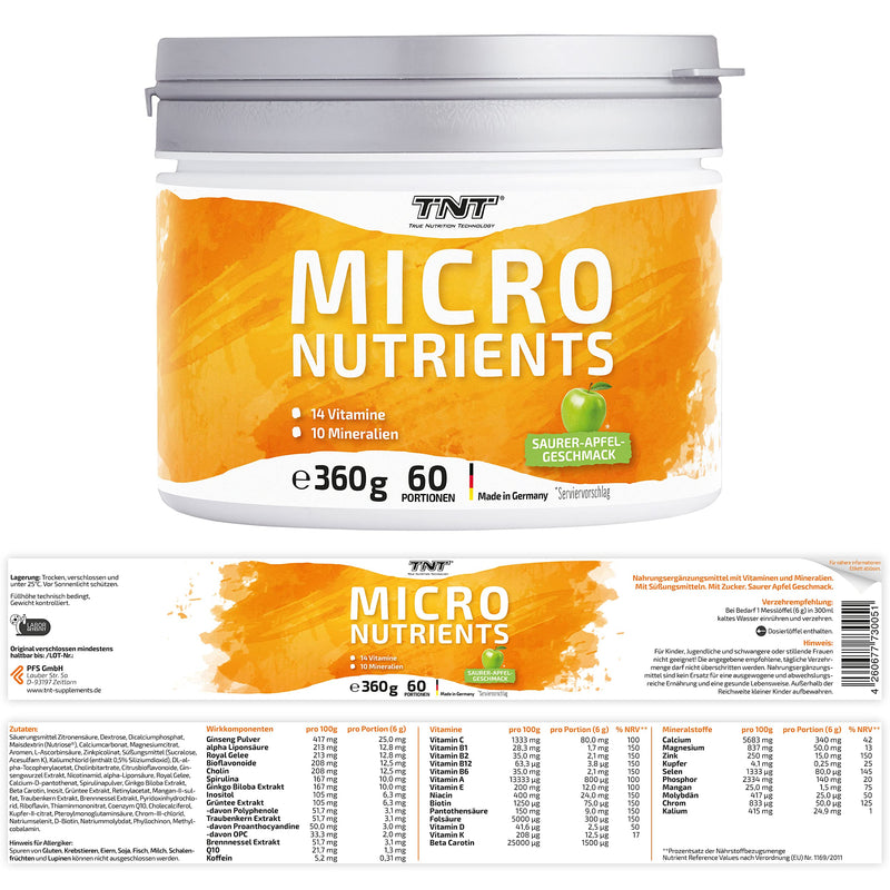 Multi Vitamin Of Tnt | Magnesium, Vitamin C, Zinc, Selenium, Copper Chrome, Biotin, Vitamin D, Vitamin B12 | High Dose For Everyday Use, Sports, Fitness And Bodybuilding | 360G Container ‚ Sour Apple Flavor - NewNest Australia