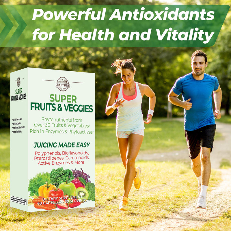 Country Farms Super Fruit and Veggies Capsules, 30 Fruits and Vegetables, 30 Servings, 60 Count (Pack of 1) - NewNest Australia