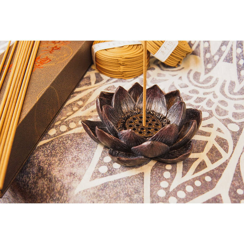 NewNest Australia - Lotus Incense Burner and Votive T-Light Candle Holder Meditation Flower Buddha 1 Bronze 