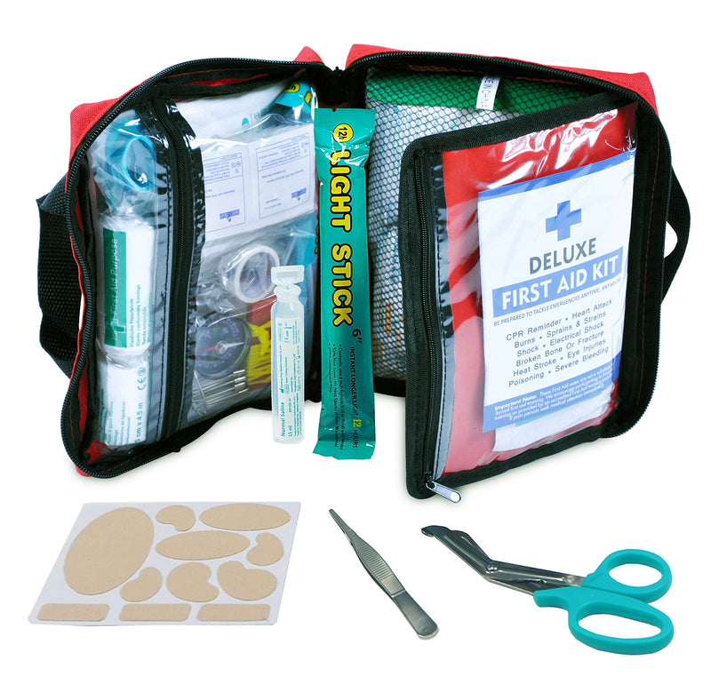First Aid Kit -309 Pieces- Reflective Bag Design - Including Eyewash, Bandages, Moleskin Pad and Emergency Blanket for Travel, Home, Office, Car, Camping, Workplace Red Kit 2 - NewNest Australia