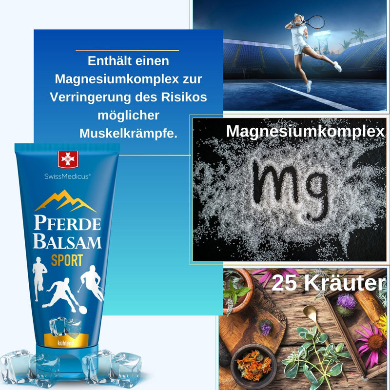 SwissMedicus horse balm massage gel Effective after active sport herbal balm made from 25 herbs with a magnesium complex to reduce the risk of possible muscle cramps - NewNest Australia