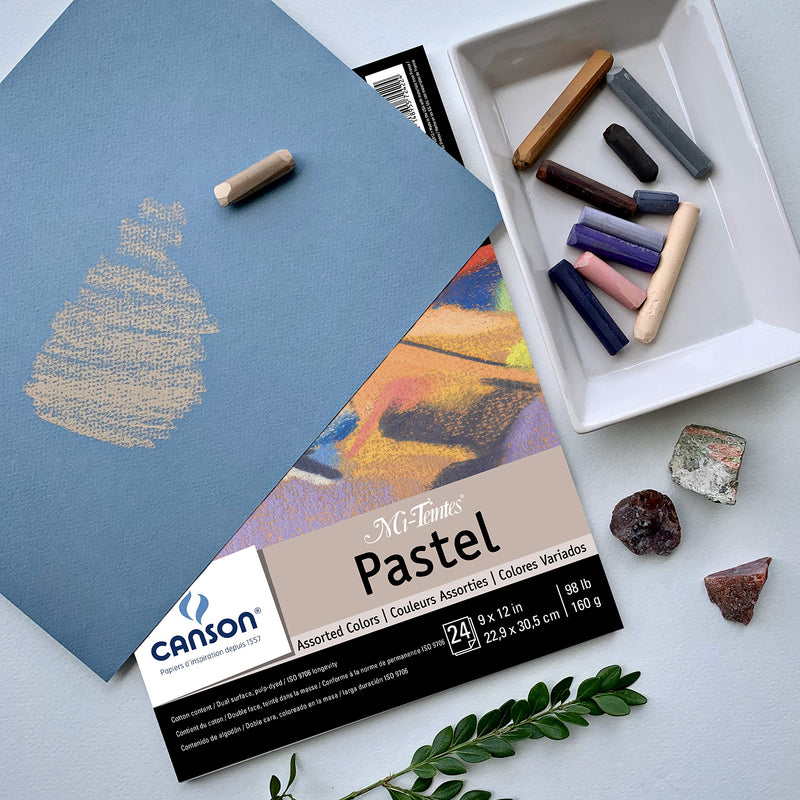 CANSON Mi-Teintes Pastel Pad, Assorted Colors 9"X12" Fold Over (100510864) , White - NewNest Australia