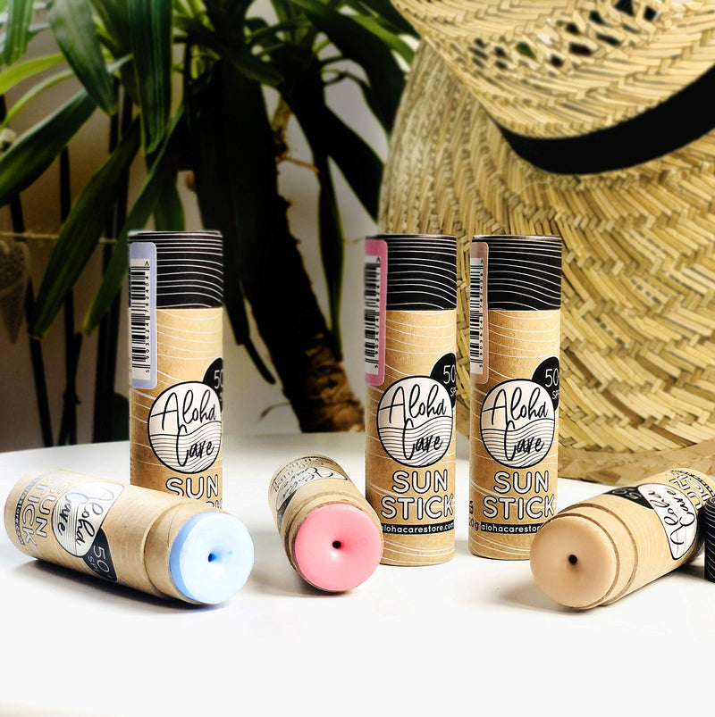 Aloha Sun Stick SPF 50+ | Face Mineral Sunscreen for Surfing | Eco-friendly Paper Tube 20g (Pink) Pink - NewNest Australia